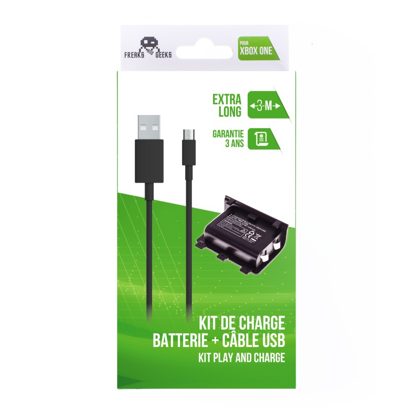 Batterie + Cable de recharge pour XBOX ONE Play And Charge câble de 3 mètres