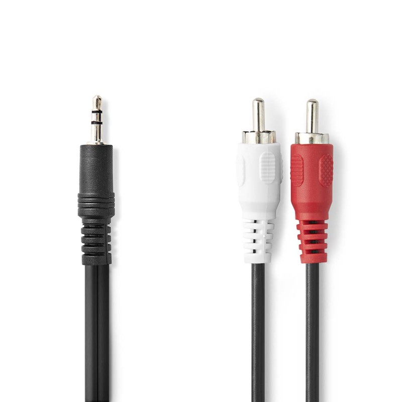 Câble Audio Stéréo- 3,5 mm Mâle - 2x RCA Mâles - 5,0 m - Noir