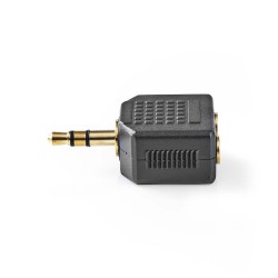 Adaptateur Jack stereo 3,5 mm mâle - 2x 3,5 mm femelle Noir Gold