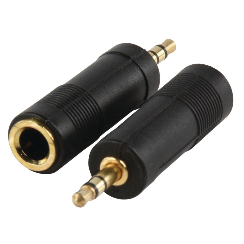 Adaptateur Jack stereo 3,5 mm mâle - 6,35 mm, femelle Noir Gold