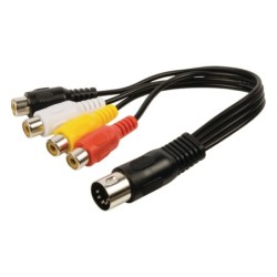 Câble audio stéréo DIN DIN 5p Mâle - 4x RCA Femelle 0.20 m Noir