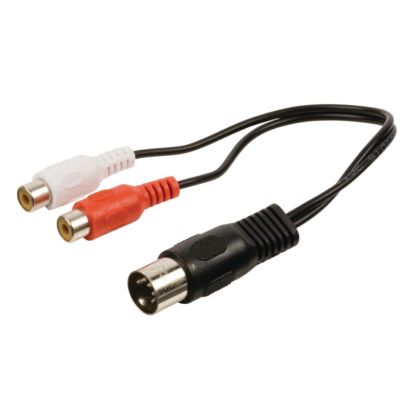 Câble audio stéréo DIN DIN 5p Mâle - 2x RCA Femelle 0.20 m Noir